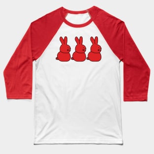 Three Red Easter Bunnies Baseball T-Shirt